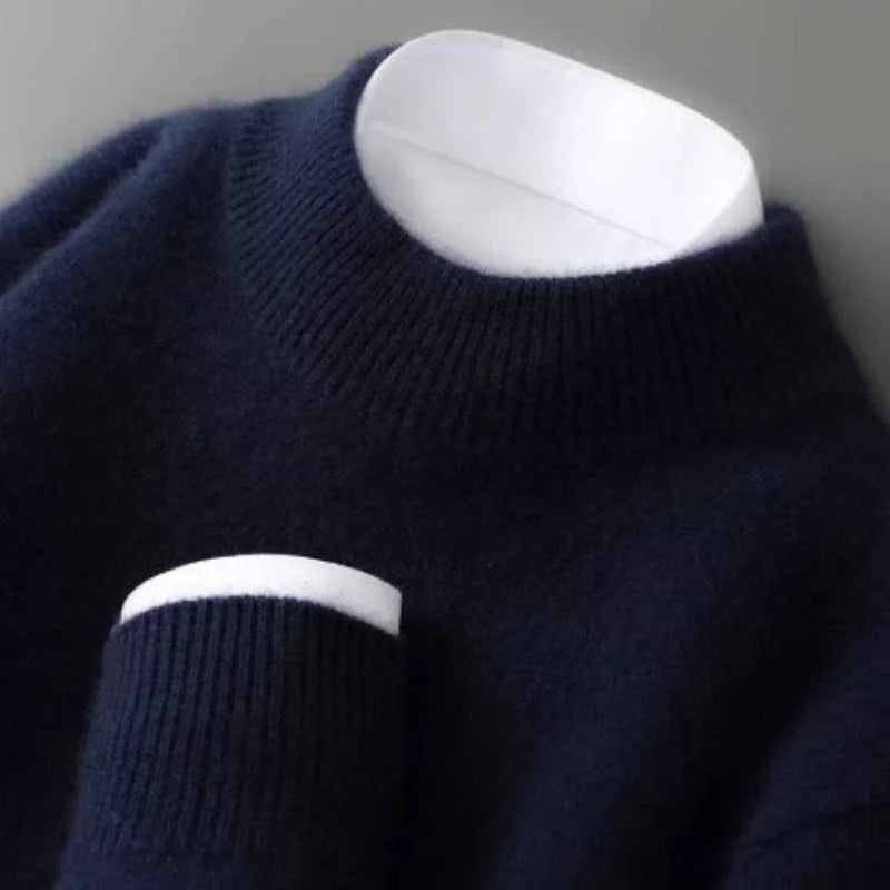 Denise Soft Mock Neck Sweater in Navy