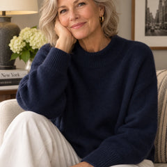 Denise Soft Mock Neck Sweater in Navy