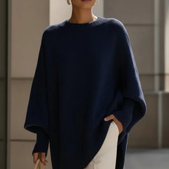 Dorothy Draped Wide Neck Oversized Sweater in Navy