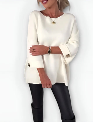 Elaine Wide Sleeve Tunic Sweater in White