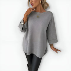 Elaine Wide Sleeve Tunic Sweater in Grey