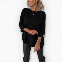 Elaine Wide Sleeve Tunic Sweater in Black