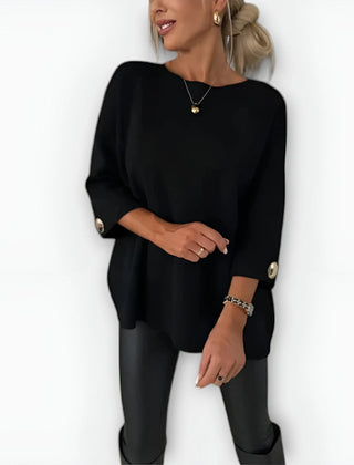 Elaine Wide Sleeve Tunic Sweater in Black