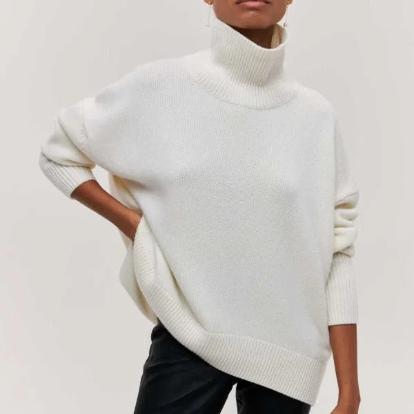 Eleanor Oversized Turtleneck Sweater in White