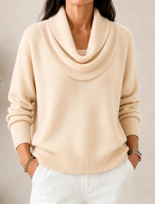 Elise Cowl Neck Sweater in Cream