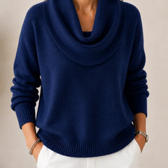 Elise Cowl Neck Sweater in Navy