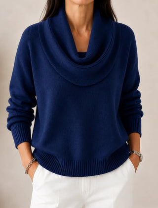 Elise Cowl Neck Sweater in Navy