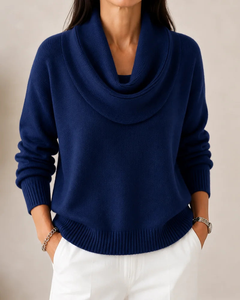 Elise Cowl Neck Sweater in Navy