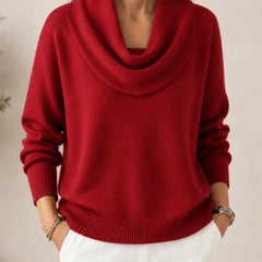Elise Cowl Neck Sweater in Red