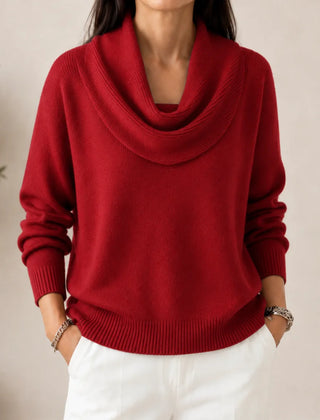Elise Cowl Neck Sweater in Red