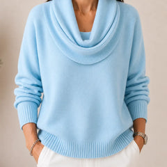 Elise Cowl Neck Sweater in Light Blue
