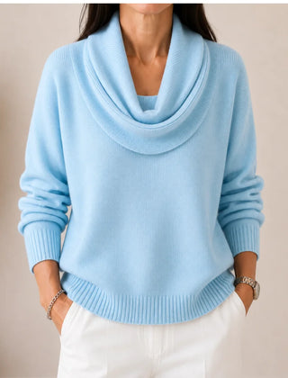 Elise Cowl Neck Sweater in Light Blue