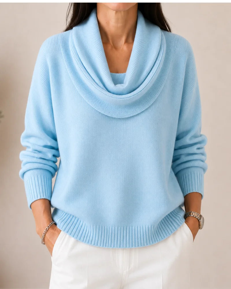 Elise Cowl Neck Sweater in Light Blue