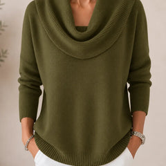 Elise Cowl Neck Sweater in Olive Green