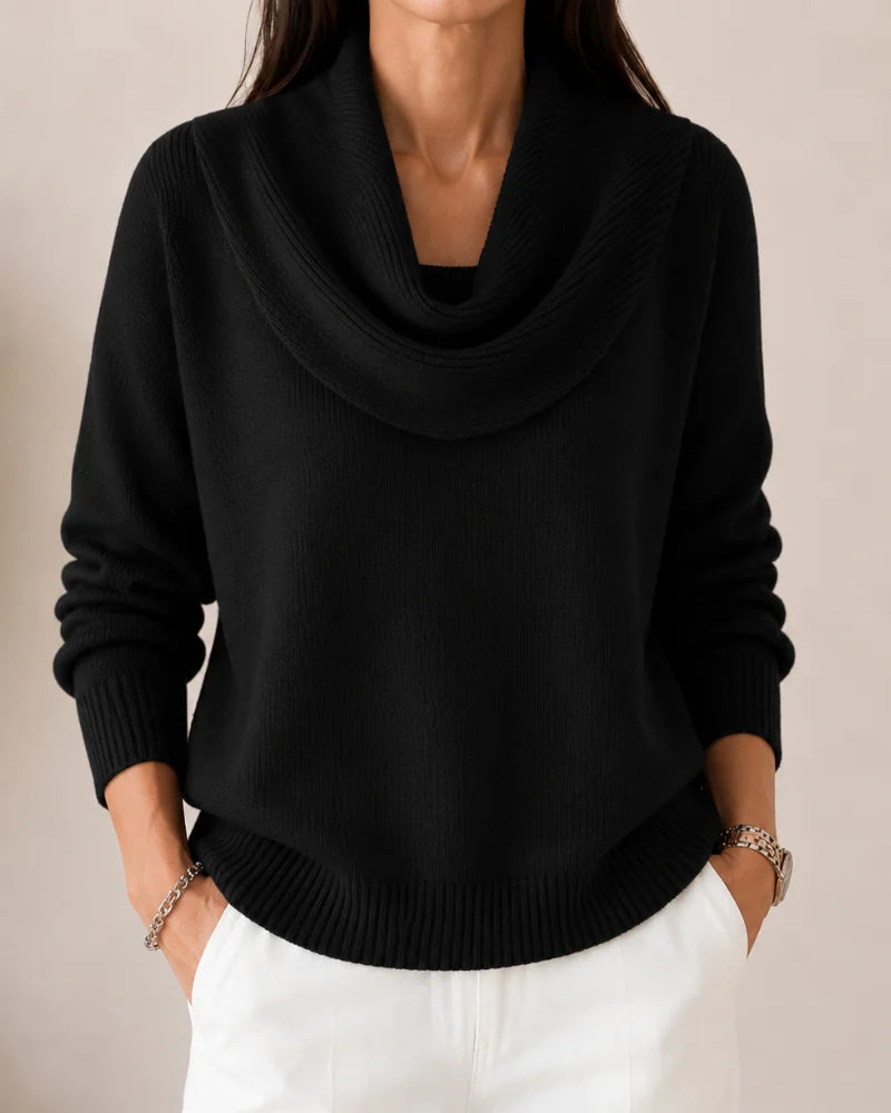 Elise Cowl Neck Sweater in Black