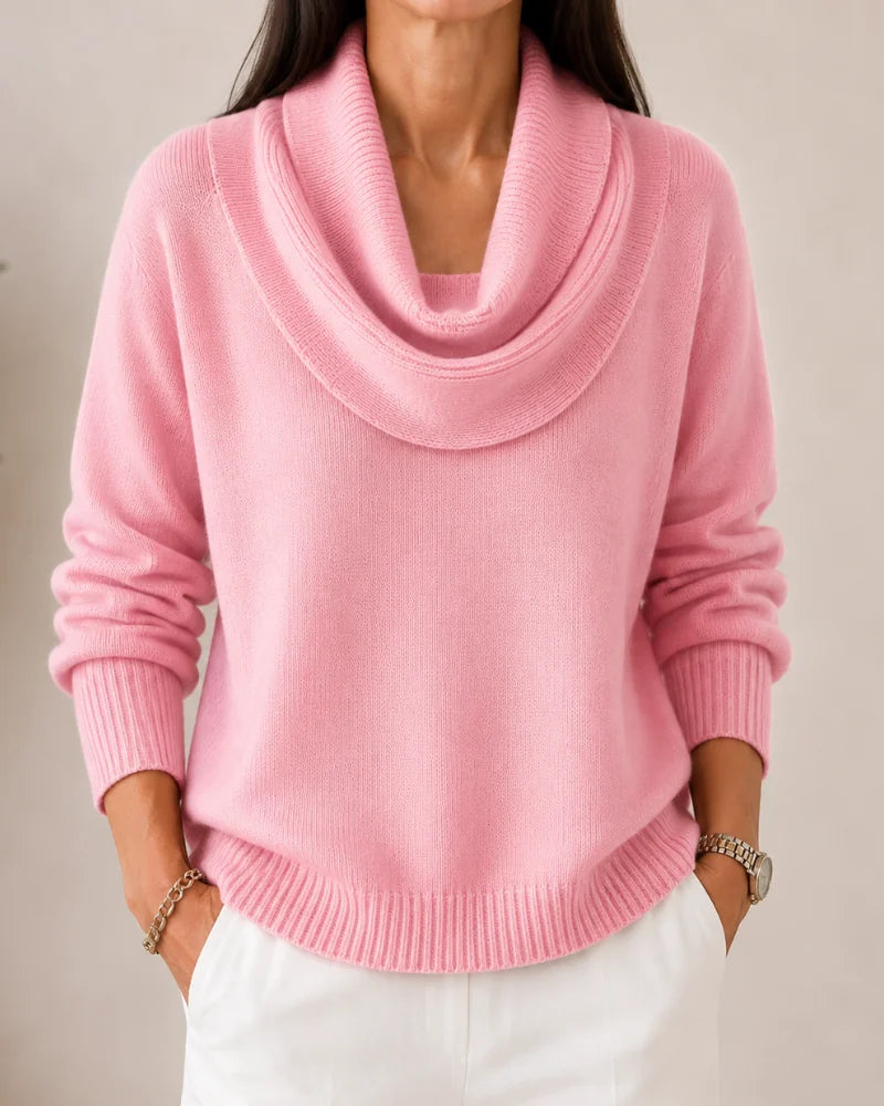 Elise Cowl Neck Sweater in Pink