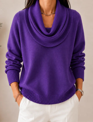 Elise Cowl Neck Sweater in Purple