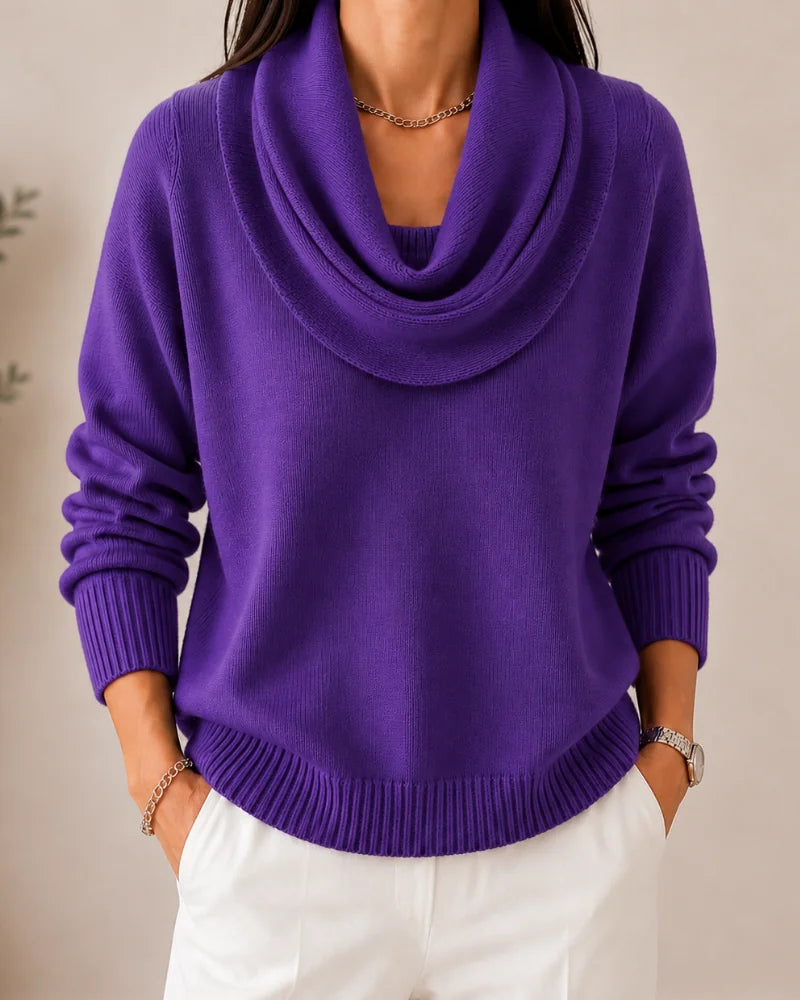 Elise Cowl Neck Sweater in Purple