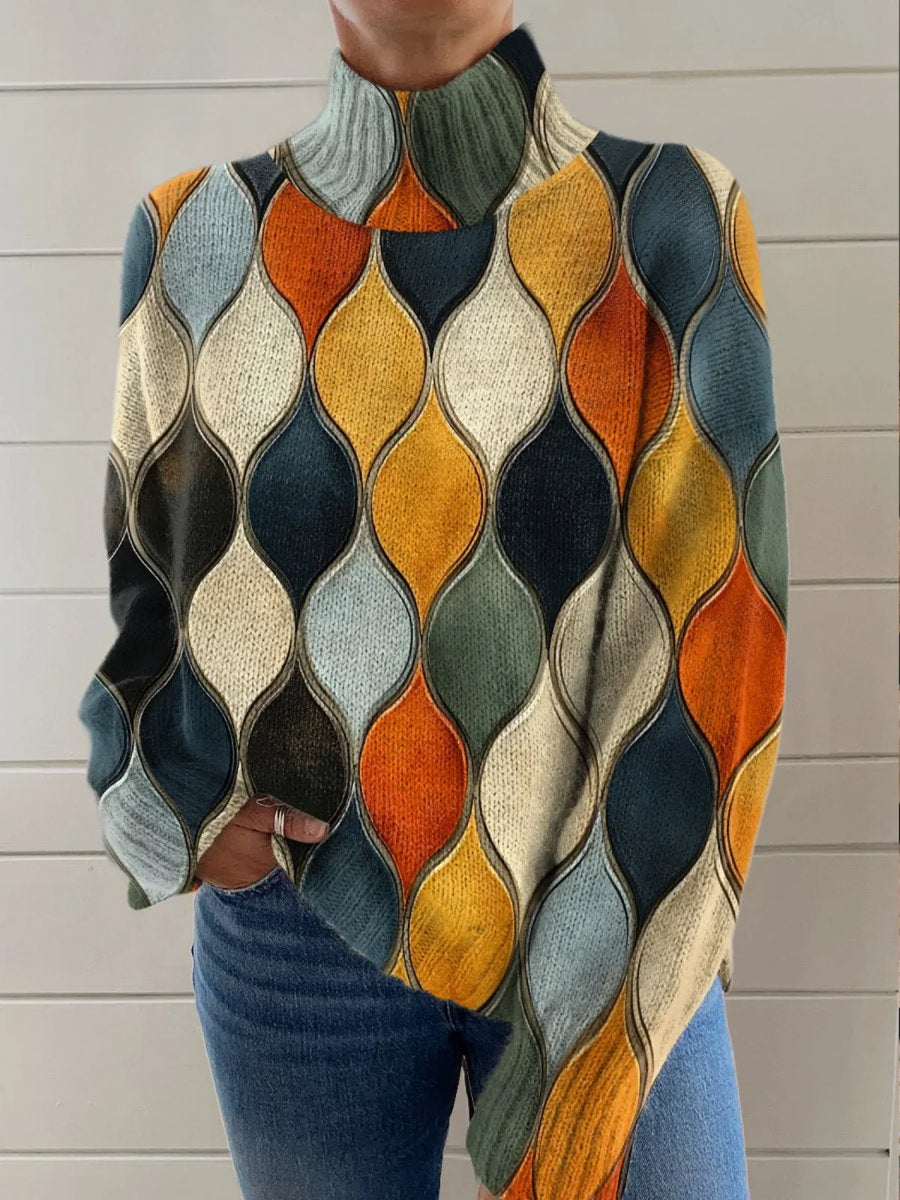 Ellen Harlequin Print Turtleneck Sweater in Multicolour