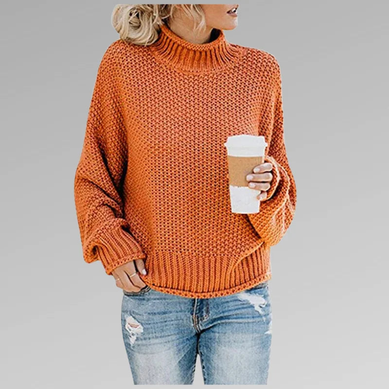 Evelyn Chunky Turtleneck Sweater in Orange