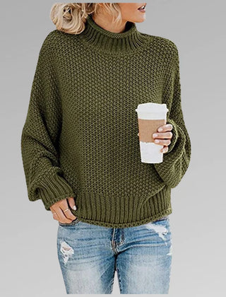 Evelyn Chunky Turtleneck Sweater in Olive Green