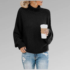 Evelyn Chunky Turtleneck Sweater in Black