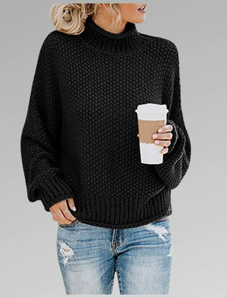 Evelyn Chunky Turtleneck Sweater in Black