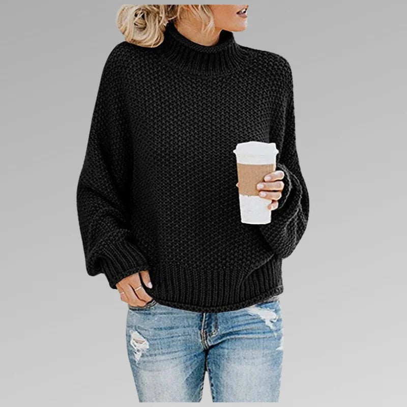 Evelyn Chunky Turtleneck Sweater in Black
