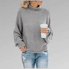 Evelyn Chunky Turtleneck Sweater in Grey