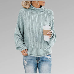 Evelyn Chunky Turtleneck Sweater in Sky Blue