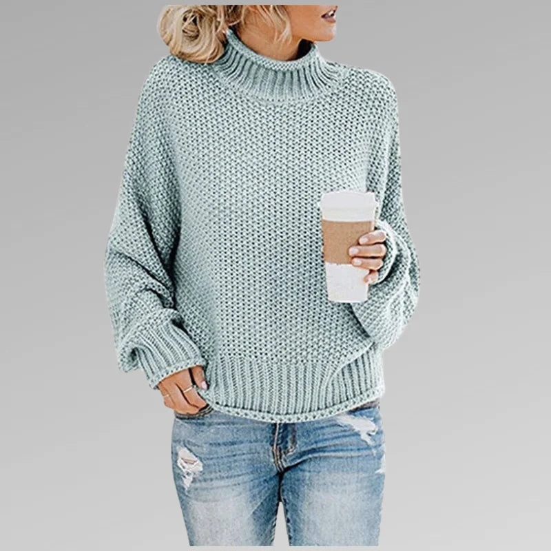 Evelyn Chunky Turtleneck Sweater in Sky Blue