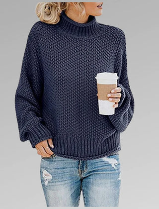 Evelyn Chunky Turtleneck Sweater in Navy