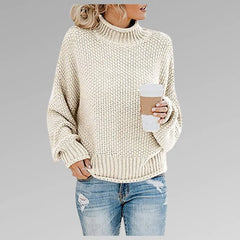 Evelyn Chunky Turtleneck Sweater in Cream