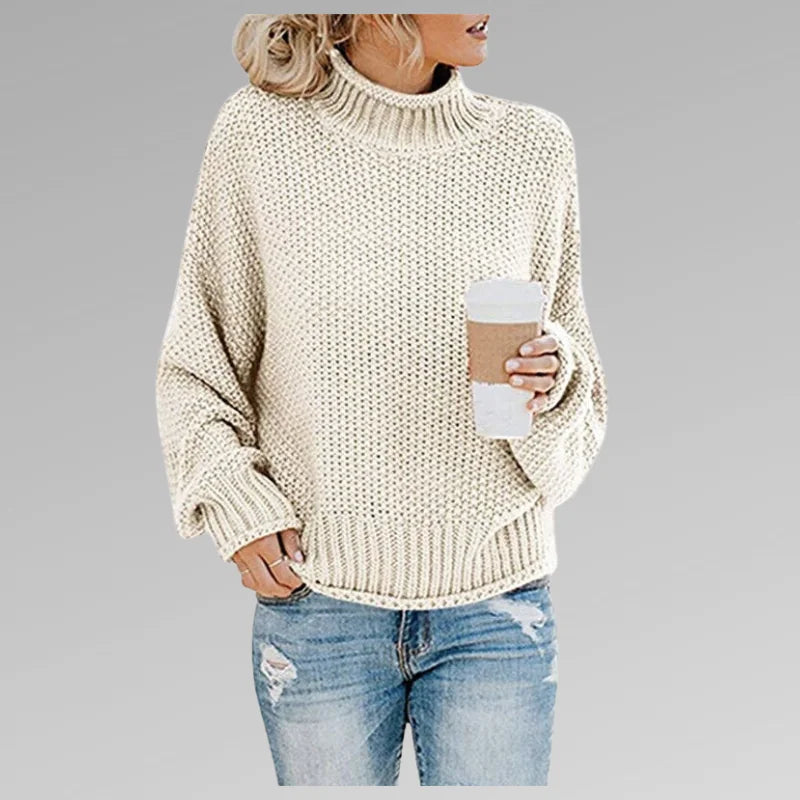 Evelyn Chunky Turtleneck Sweater in Cream