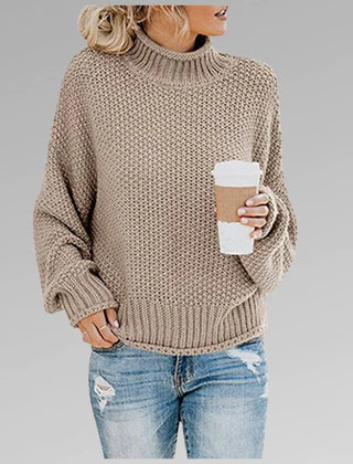 Evelyn Chunky Turtleneck Sweater in Beige