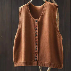 Fiona Colourful Button Sweater Vest in Orange