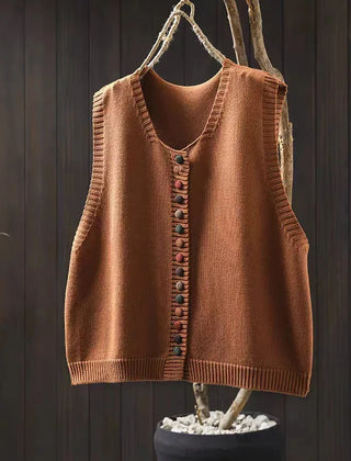 Fiona Colourful Button Sweater Vest in Orange
