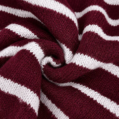 Frances Striped Crewneck Button Cardigan in Burgundy Stripe