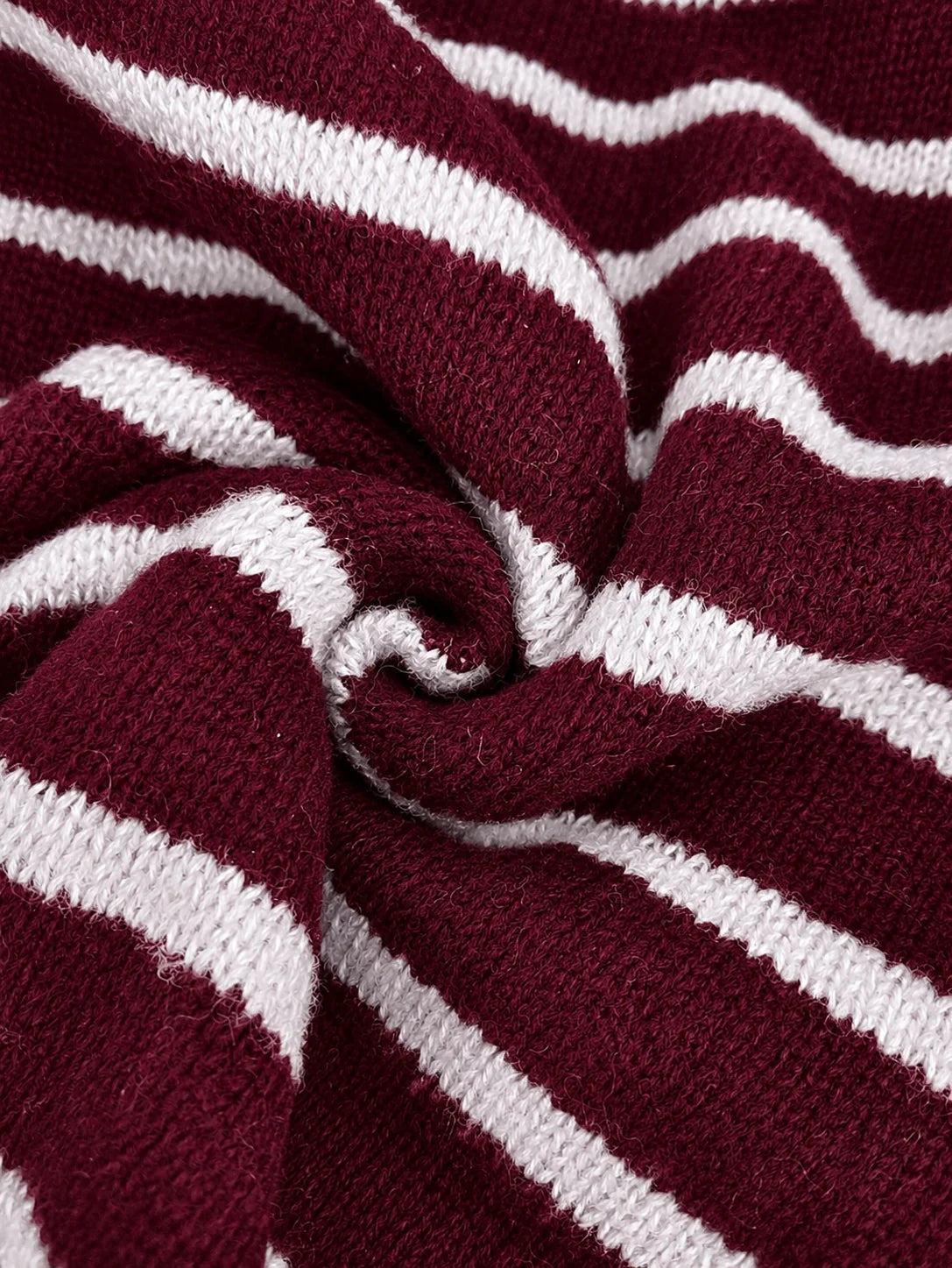 Frances Striped Crewneck Button Cardigan in Burgundy Stripe