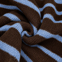 Frances Striped Crewneck Button Cardigan in Brown Stripe