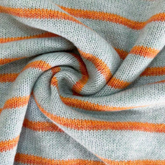 Frances Striped Crewneck Button Cardigan in Light Blue Stripe