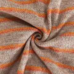 Frances Striped Crewneck Button Cardigan in Beige Stripe