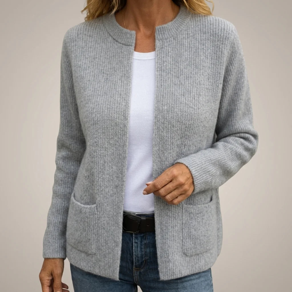 Gemma Open Front Pocket Cardigan in Grey