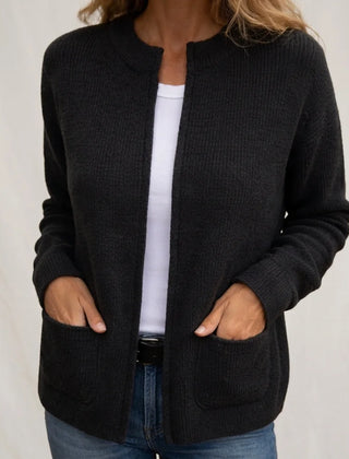Gemma Open Front Pocket Cardigan in Black