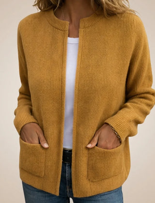 Gemma Open Front Pocket Cardigan in Mustard