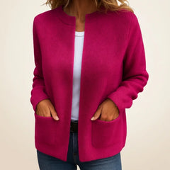 Gemma Open Front Pocket Cardigan in Fuchsia
