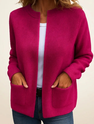 Gemma Open Front Pocket Cardigan in Fuchsia