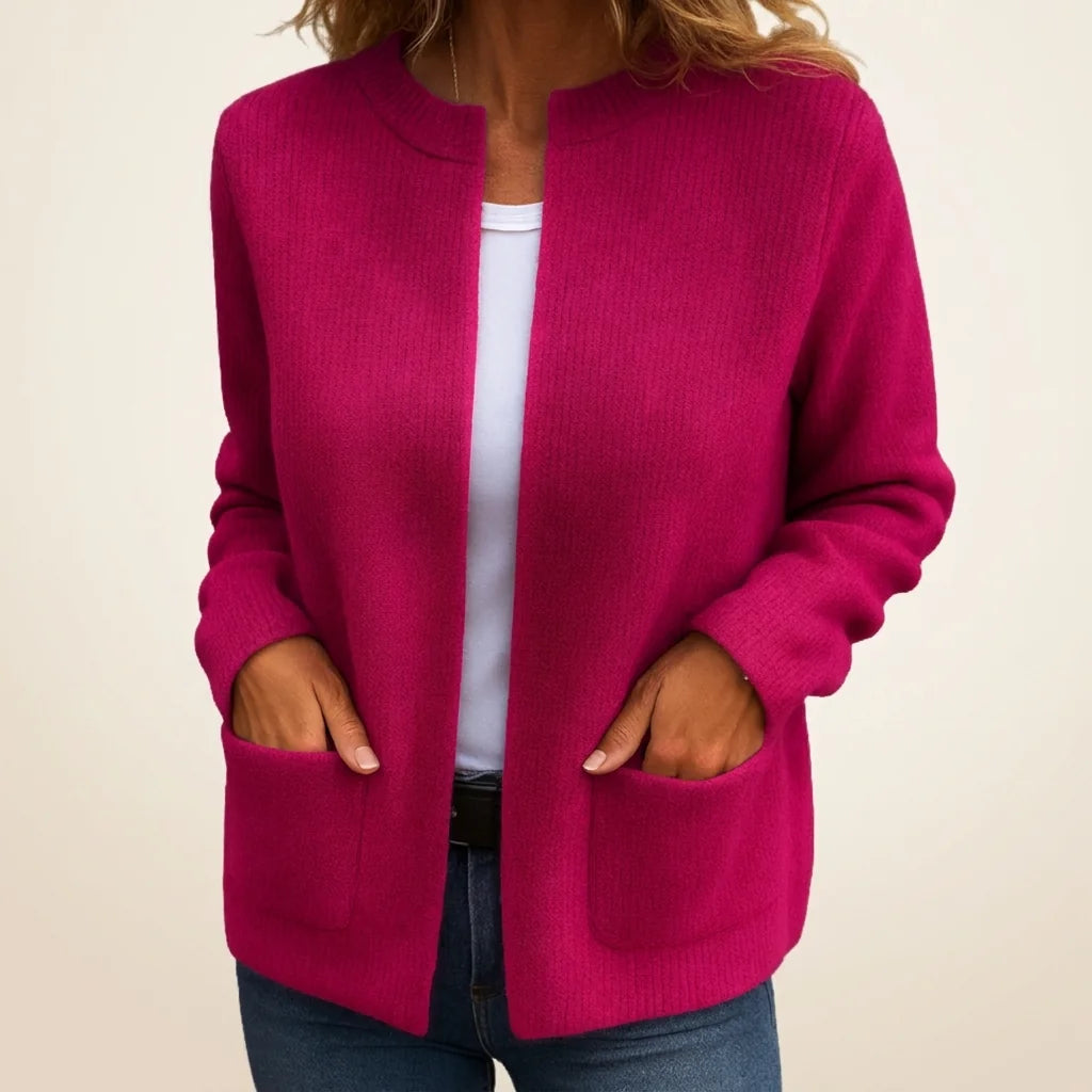 Gemma Open Front Pocket Cardigan in Fuchsia