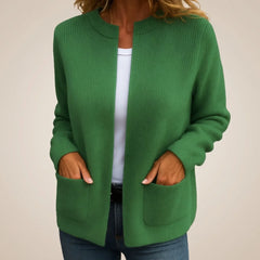 Gemma Open Front Pocket Cardigan in Green