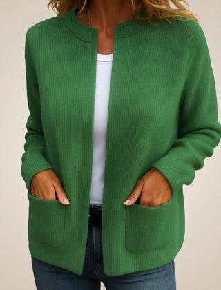 Gemma Open Front Pocket Cardigan in Green